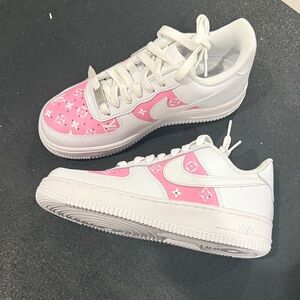 NWT Custom Louis Vuitton x Nike  Pink and White Kids Sneakers